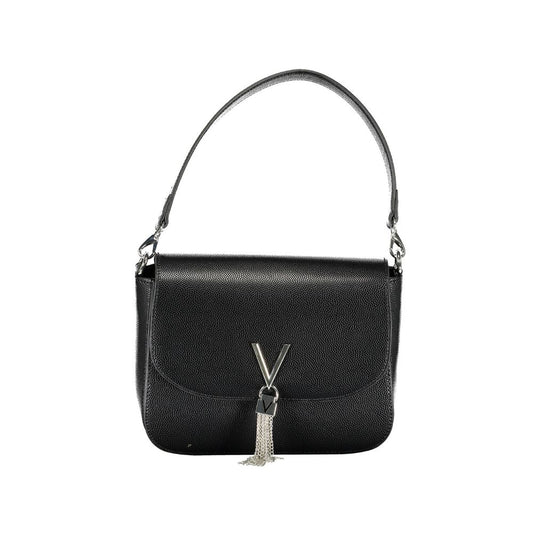 Convertible Handbag by Mario Valentino for women in faux leather black features a refined silhouette, showcasing a secure zipper & magnetic and refined internal-pockets with versatile shoulder-strap, detachable-strap & handle for a refined finish.