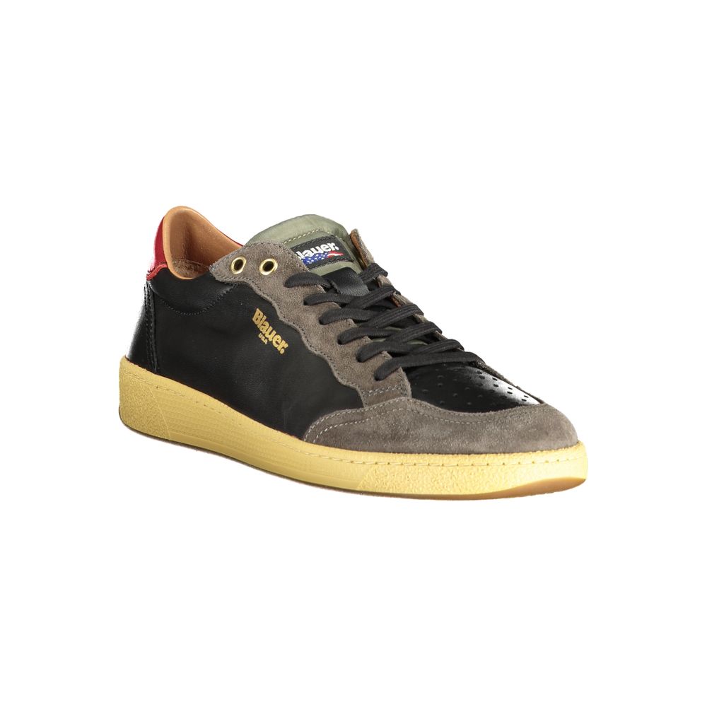 Sneakers by Blauer for men in polyester polyethylene leather black features an sumptuous silhouette, showcasing the premium Men's Fashion Polyester Polyethylene Leather Sneakers in a sumptuous fashion style that offers a sumptuous finish for refined style.