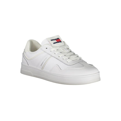 Athletic Sneakers by Tommy Hilfiger for women in polyester polyethylene leather white & print features an architectural silhouette from the Women's Athletic Polyester Polyethylene Leather Sneakers collection, showcasing a architectural athletic style for a architectural look.