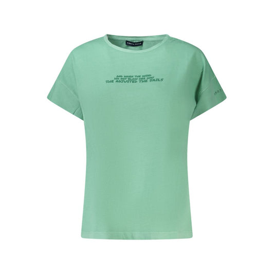 T-Shirt by North Sails for women in cotton green & print features an edgy silhouette, meticulously detailed with a sophisticated short-sleeve and wide-neck neckline for a truly edgy finish.