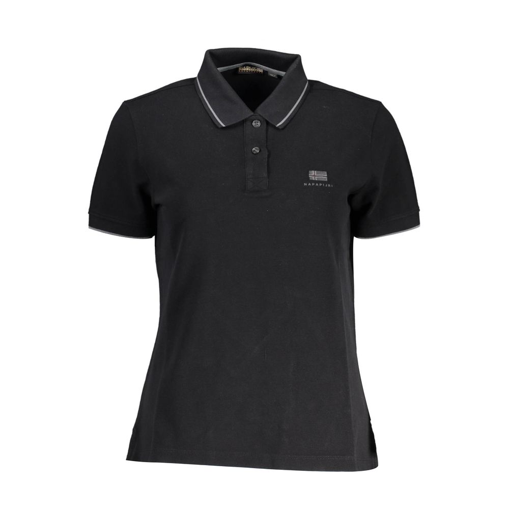 Polo Shirt by Napapijri for women in cotton black presents a distinguished silhouette, showcasing a sophisticated and distinguished short-sleeve for a truly distinguished finish.