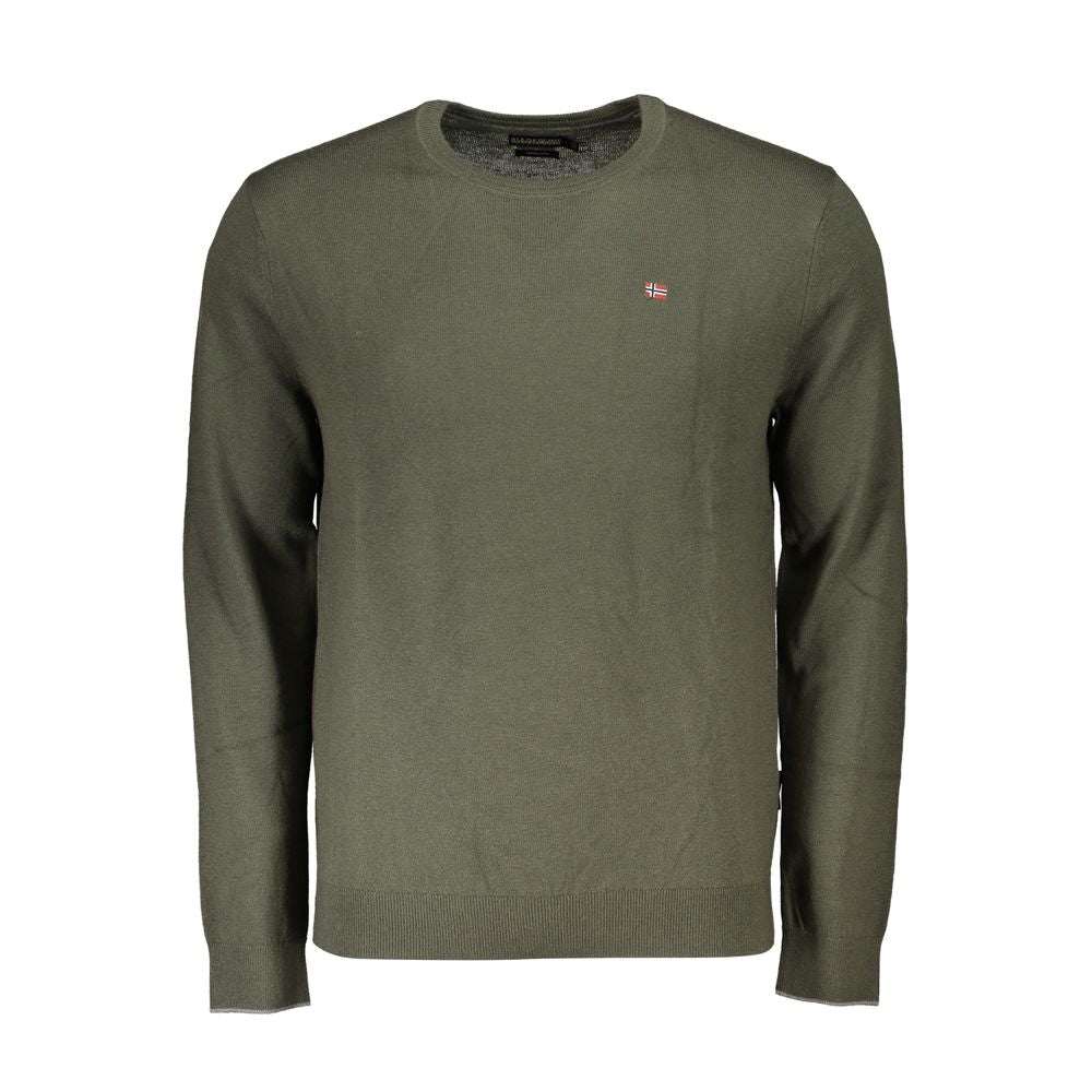 Sweater by Napapijri for men in fabric green showcases a downtown chic silhouette, artfully finished with a downtown chic crew neckline and for a sophisticated, high-end look.