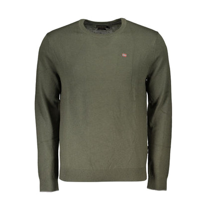 Sweater by Napapijri for men in fabric green showcases a downtown chic silhouette, artfully finished with a downtown chic crew neckline and for a sophisticated, high-end look.