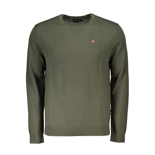 Sweater by Napapijri for men in fabric green showcases a downtown chic silhouette, artfully finished with a downtown chic crew neckline and for a sophisticated, high-end look.