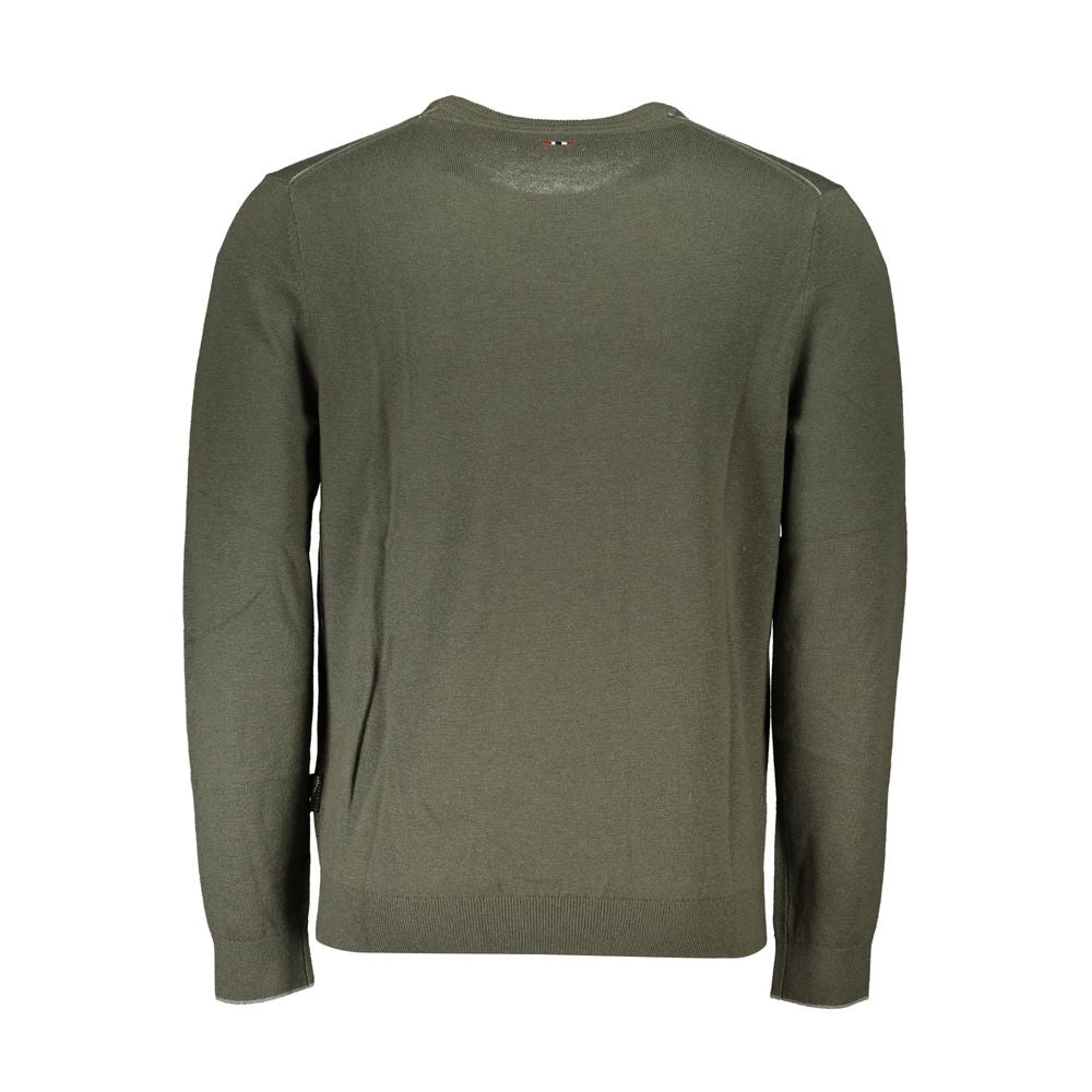Sweater by Napapijri for men in fabric green showcases a sumptuous silhouette, artfully finished with a sumptuous crew neckline and for a sophisticated, sumptuous look.