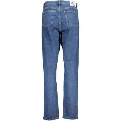 Pants by Calvin Klein for women in cotton blue features an understated silhouette, showcasing a sophisticated straight-leg & slim and long with a refined for an understated, polished aesthetic.