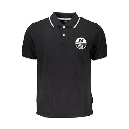 Polo Shirt by North Sails for men in cotton black, blue & print presents a sleek silhouette, featuring a refined crew neckline and for a sleek finish.