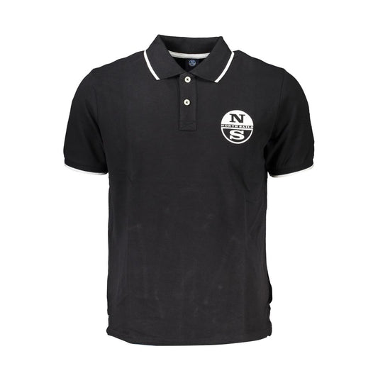 Polo Shirt by North Sails for men in cotton black, blue & print presents a sleek silhouette, featuring a refined crew neckline and for a sleek finish.