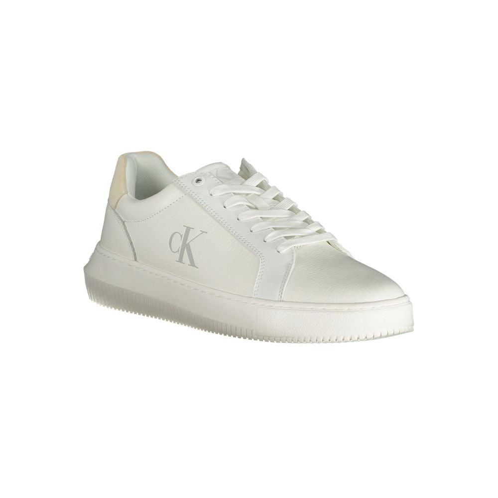 Sneakers by Calvin Klein for men in polyester polyethylene leather white presents a sumptuous silhouette from the Crisp Men's Fashion Polyester Polyethylene Leather Sneakers collection, showcasing a sumptuous fashion style for an elevated aesthetic.
