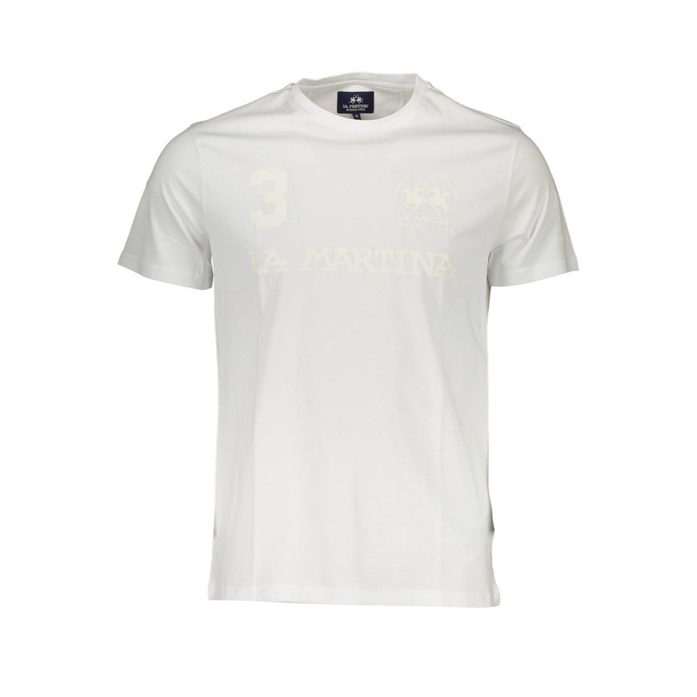 T-Shirt by La Martina for men in cotton white & print features an edgy silhouette, meticulously detailed with a sophisticated and crew neckline for a truly edgy finish.