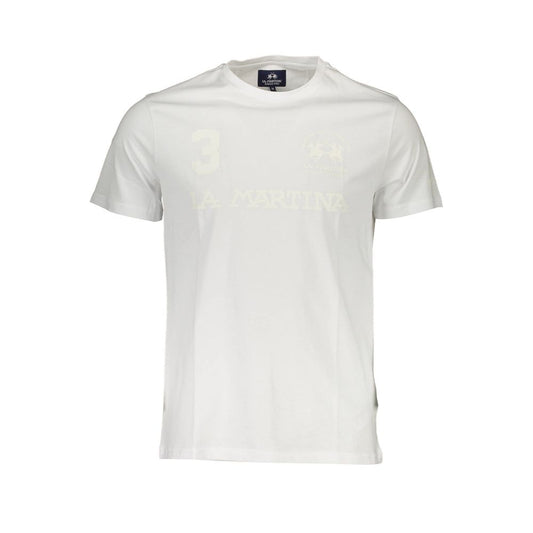 T-Shirt by La Martina for men in cotton white & print features an edgy silhouette, meticulously detailed with a sophisticated and crew neckline for a truly edgy finish.