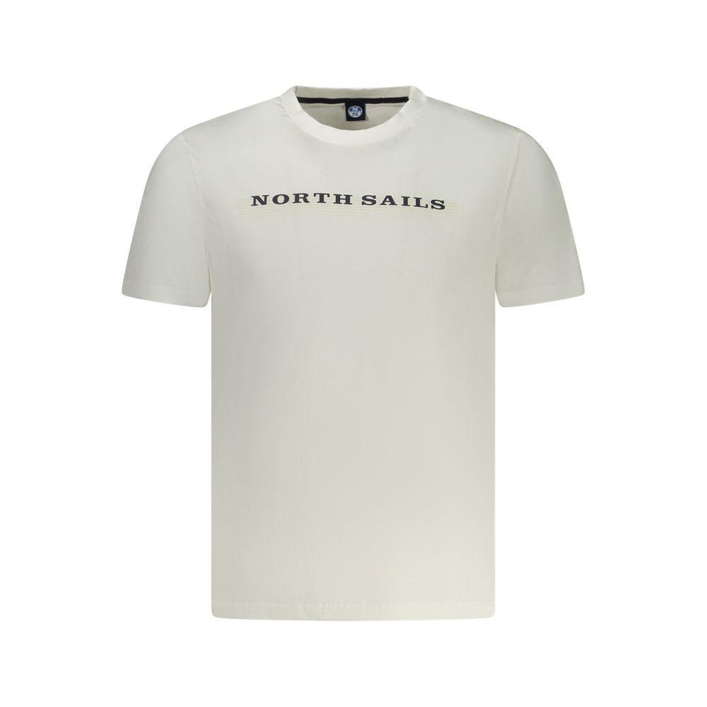 T-Shirt by North Sails for men in cotton white & print showcases a fashionable silhouette, elegantly detailed with a fashionable and crew neckline for a sophisticated, high-fashion look.