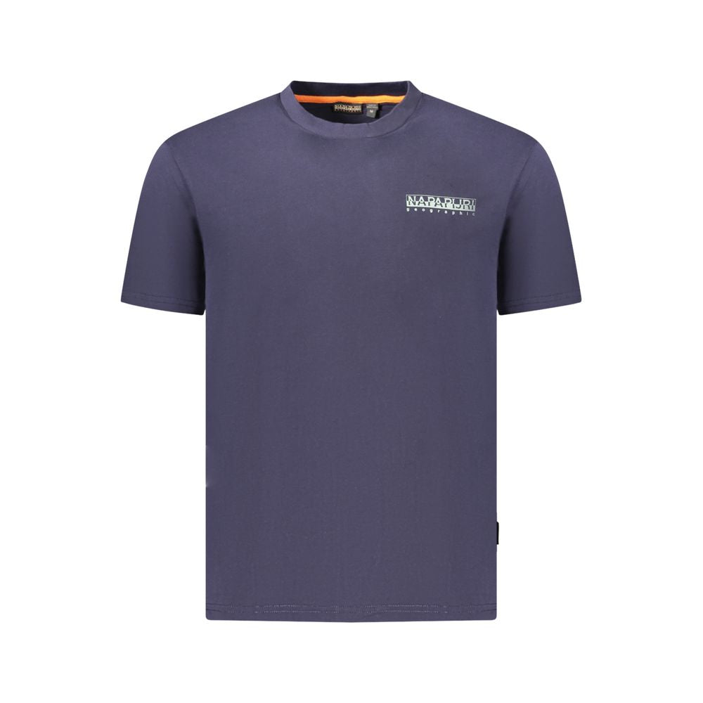 T-Shirt by Napapijri for men in stretch organic cotton blue & print showcases a unassuming silhouette, artfully detailed with a refined crew neckline and unassuming short-sleeve for a sophisticated, contemporary look.