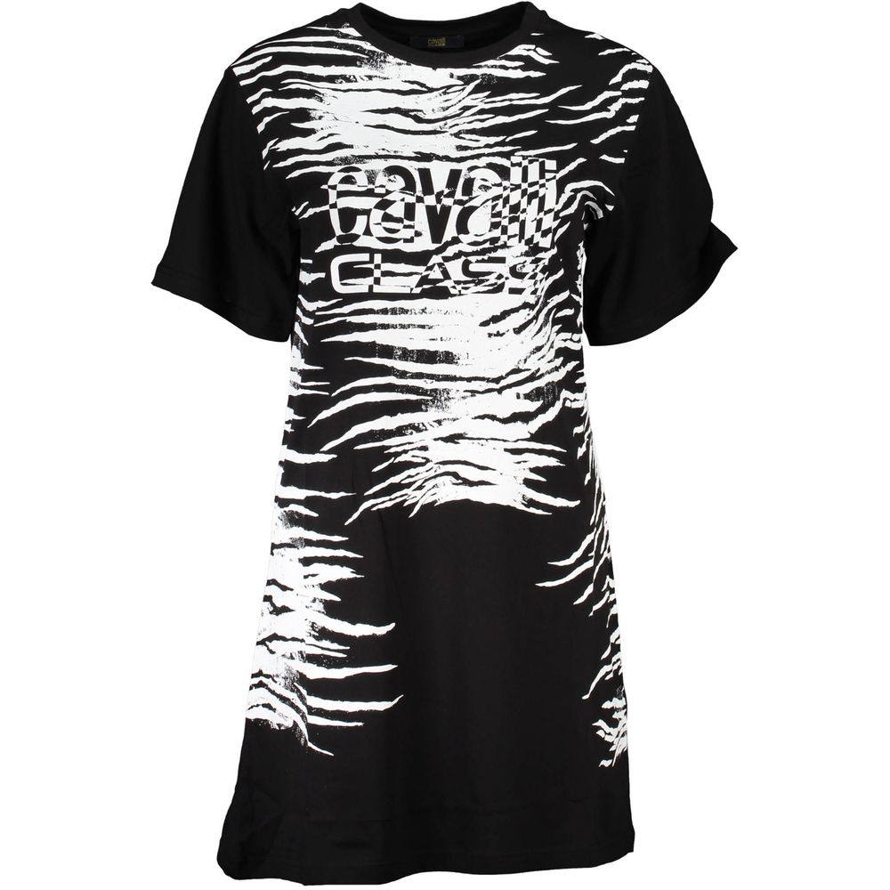 Dress by Cavalli Class for women in cotton black & print features an eye catching silhouette with a sophisticated , elegant , and a refined short for a eye catching aesthetic.