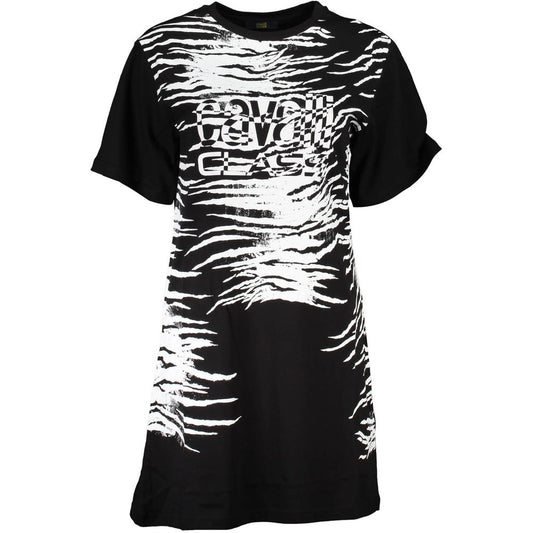 Dress by Cavalli Class for women in cotton black & print features an eye catching silhouette with a sophisticated , elegant , and a refined short for a eye catching aesthetic.