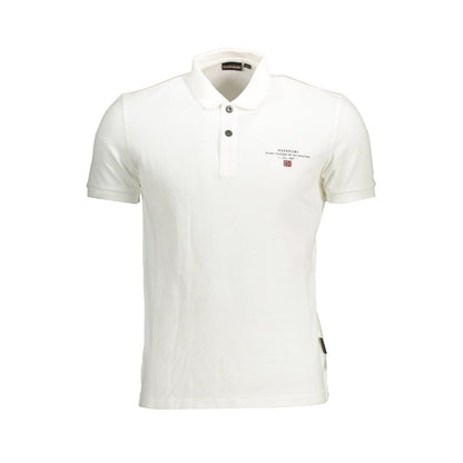Polo Shirt by Napapijri for men in cotton white & print presents a sleek silhouette, featuring a refined and short-sleeve for a sleek finish.