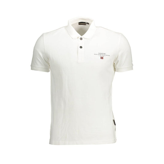 Polo Shirt by Napapijri for men in cotton white & print presents a sleek silhouette, featuring a refined and short-sleeve for a sleek finish.