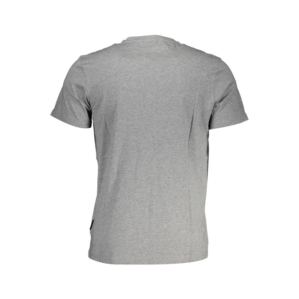 T-Shirt by Napapijri for men in cotton brown & gray showcases a fashionable silhouette, elegantly detailed with a fashionable and crew neckline for a sophisticated, high-fashion look.