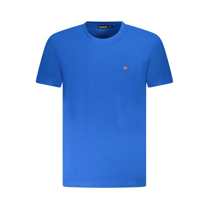 T-Shirt by Napapijri for men in cotton canvas blue showcases a unassuming silhouette, artfully detailed with a refined crew neckline and unassuming for a sophisticated, contemporary look.