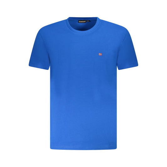 T-Shirt by Napapijri for men in cotton canvas blue showcases a unassuming silhouette, artfully detailed with a refined crew neckline and unassuming for a sophisticated, contemporary look.
