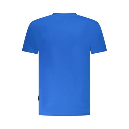 T-Shirt by Napapijri for men in cotton canvas blue showcases a fashionable silhouette, elegantly detailed with a fashionable and for a sophisticated, high-fashion look.
