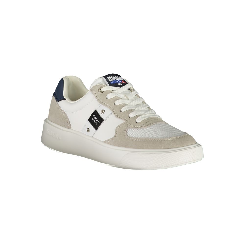 Sneakers by Blauer for men in faux leather & canvas white features a sumptuous design, perfectly showcasing the sumptuous fashion style of this Crisp Explorer Men's Fashion Faux Leather & Canvas Sneakers.