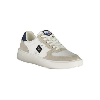 Sneakers by Blauer for men in faux leather & canvas white features a sumptuous design, perfectly showcasing the sumptuous fashion style of this Crisp Explorer Men's Fashion Faux Leather & Canvas Sneakers.