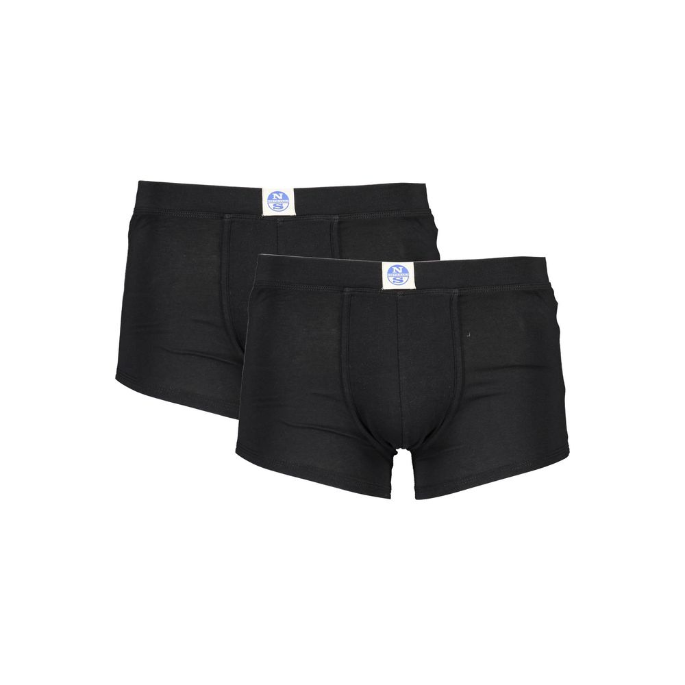 Underwear Boxer Shorts by North Sails for men in stretch cotton black & signature features an ergonomic silhouette, showcasing the ergonomic design of the Men's Stretch Cotton Underwear Boxer Shorts collection with a premium, ergonomic finish.