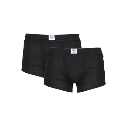 Underwear Boxer Shorts by North Sails for men in stretch cotton black & signature features an ergonomic silhouette, showcasing the ergonomic design of the Men's Stretch Cotton Underwear Boxer Shorts collection with a premium, ergonomic finish.