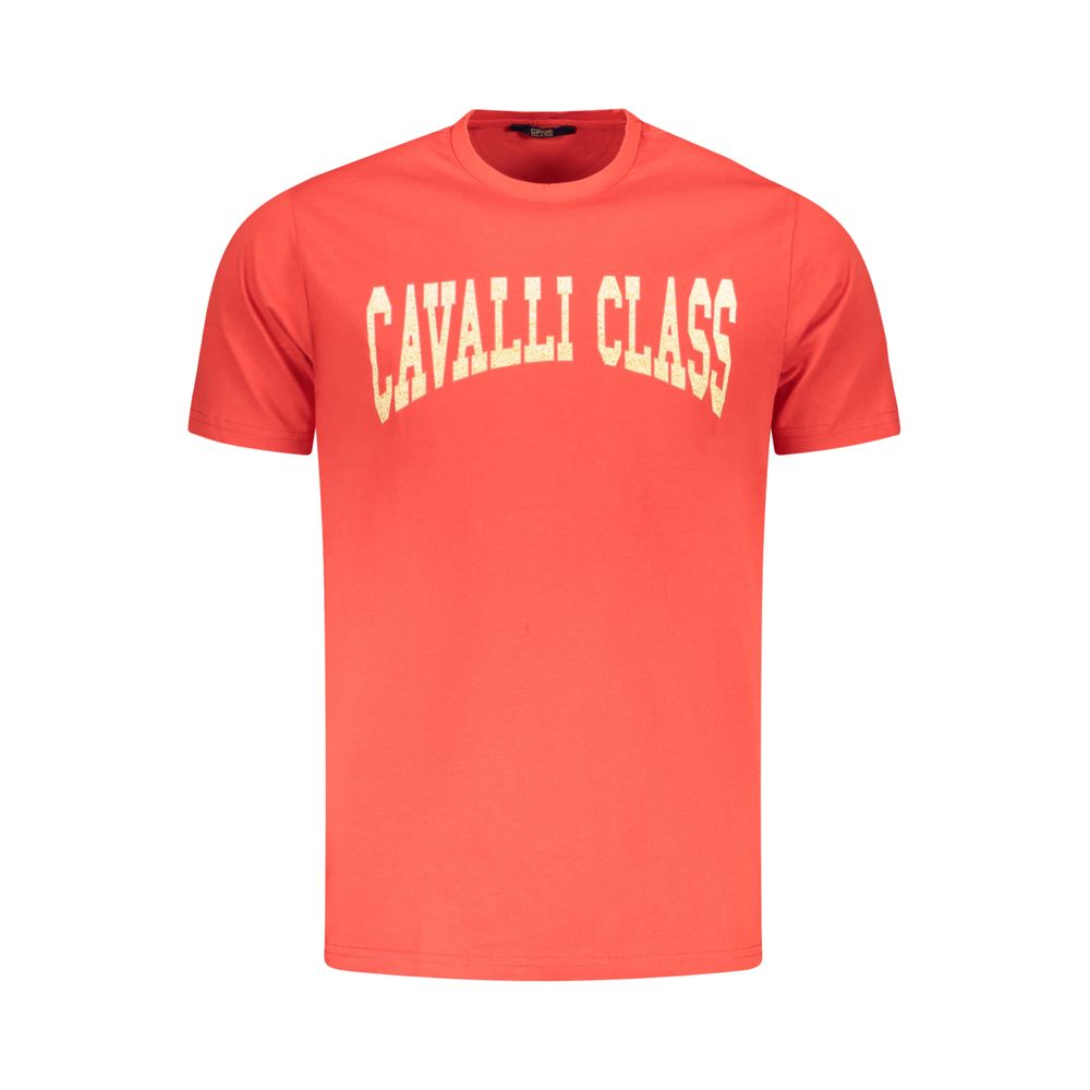 T-Shirt by Cavalli Class for men in cotton red & print showcases a dramatic silhouette, elegantly detailed with a dramatic and for a truly dramatic finish.