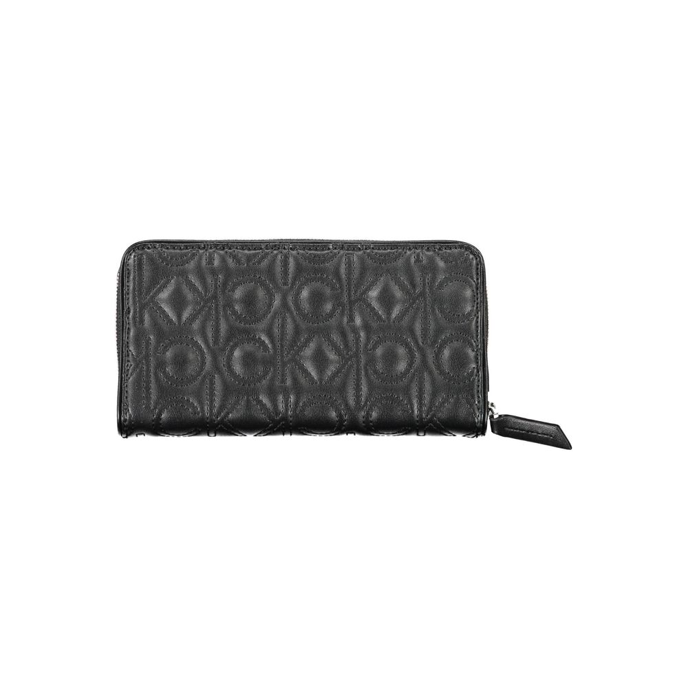 Cardholder Wallet by Calvin Klein for women in polyethylene faux leather black showcases a discerning silhouette, artfully capturing the essence of Polyethylene Faux Leather Cardholder Wallet with its functional card-organization rfid-protection coin-purse.