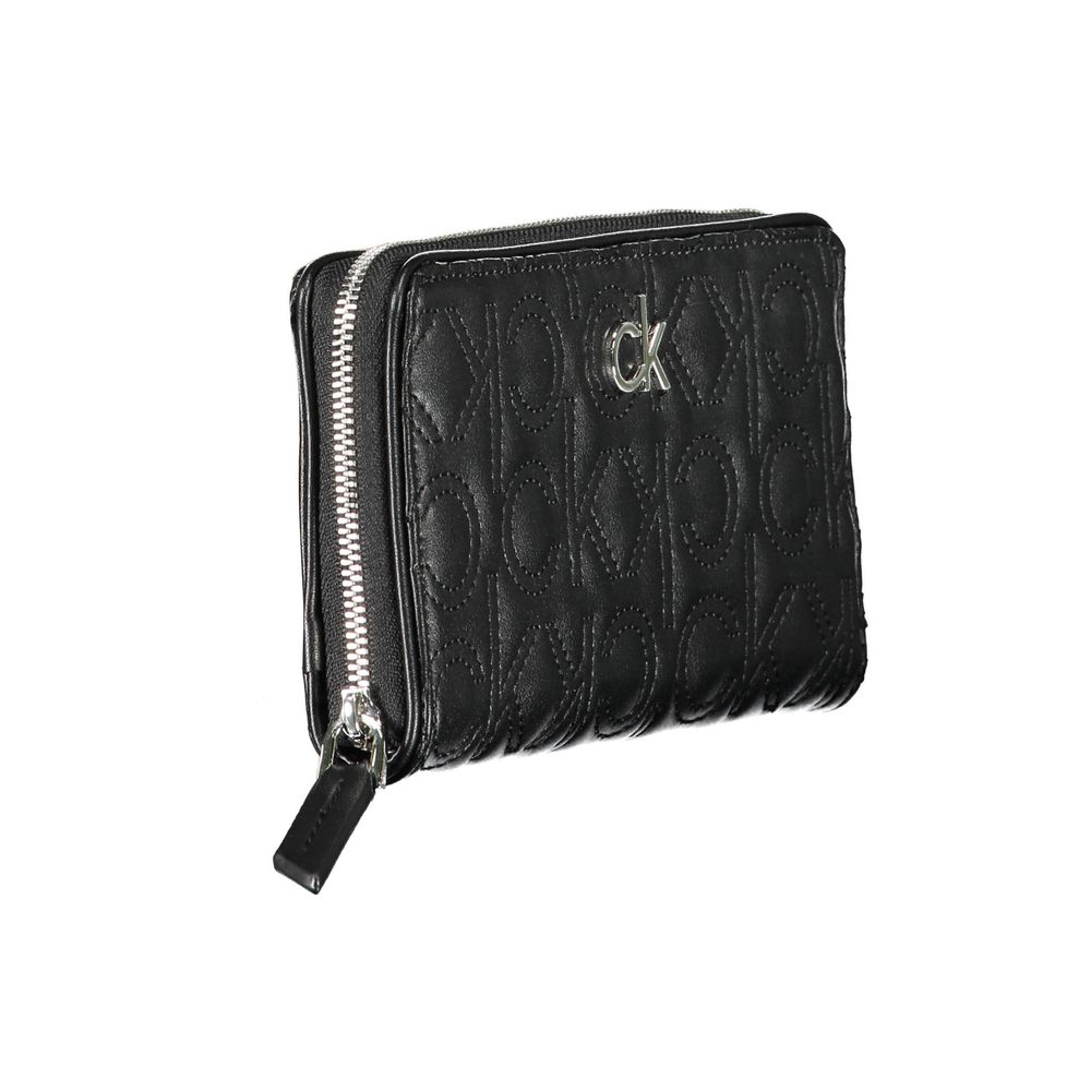 Cardholder Wallet by Calvin Klein for women in polyethylene faux leather black presents a streamlined silhouette, showcasing the sophisticated design of the Polyethylene Faux Leather Cardholder Wallet collection with functional card-organization rfid-protection coin-purse.