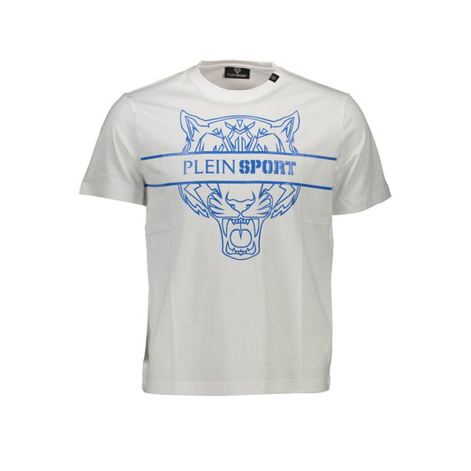 T-Shirt by Plein Sport for men in cotton white features a plush silhouette, showcasing a sophisticated and short-sleeve for a truly plush finish.