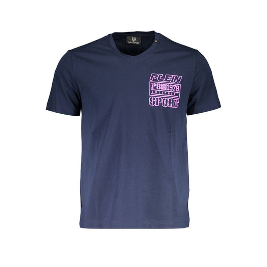 T-Shirt by Plein Sport for men in cotton blue features a plush silhouette, showcasing a sophisticated and for a truly plush finish.
