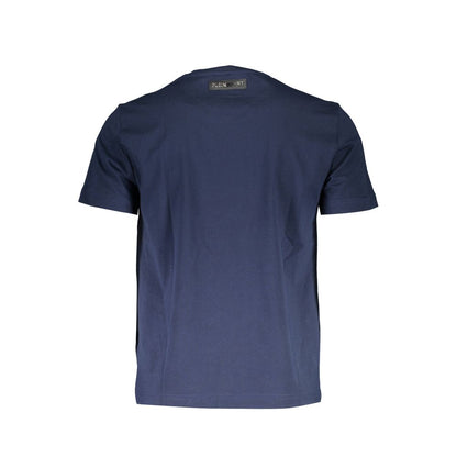 T-Shirt by Plein Sport for men in cotton blue showcases a fashionable silhouette, elegantly detailed with a fashionable and for a sophisticated, high-fashion look.