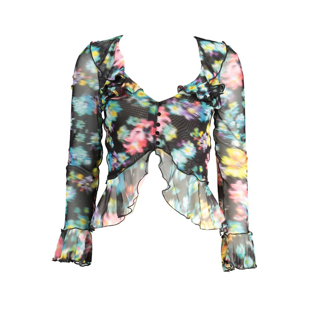 T-Shirt by Desigual for women in stretch polyester cotton black & signature features an edgy silhouette, meticulously detailed with a sophisticated long-sleeve and for a truly edgy finish.