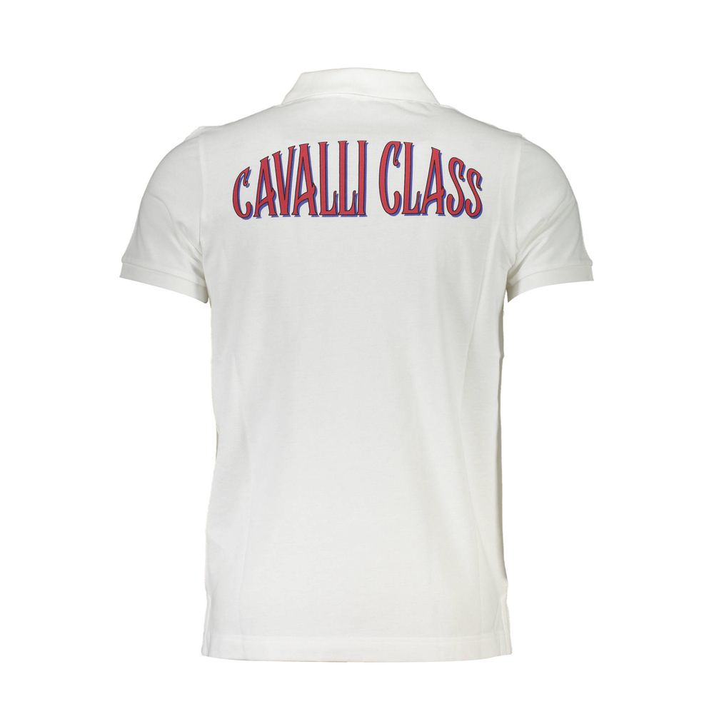 Polo Shirt by Cavalli Class for men in cotton white presents a distinguished silhouette, showcasing a sophisticated and distinguished for a truly distinguished finish.