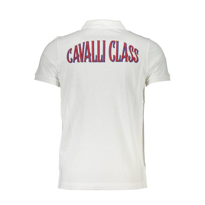 Polo Shirt by Cavalli Class for men in cotton white presents a distinguished silhouette, showcasing a sophisticated and distinguished for a truly distinguished finish.
