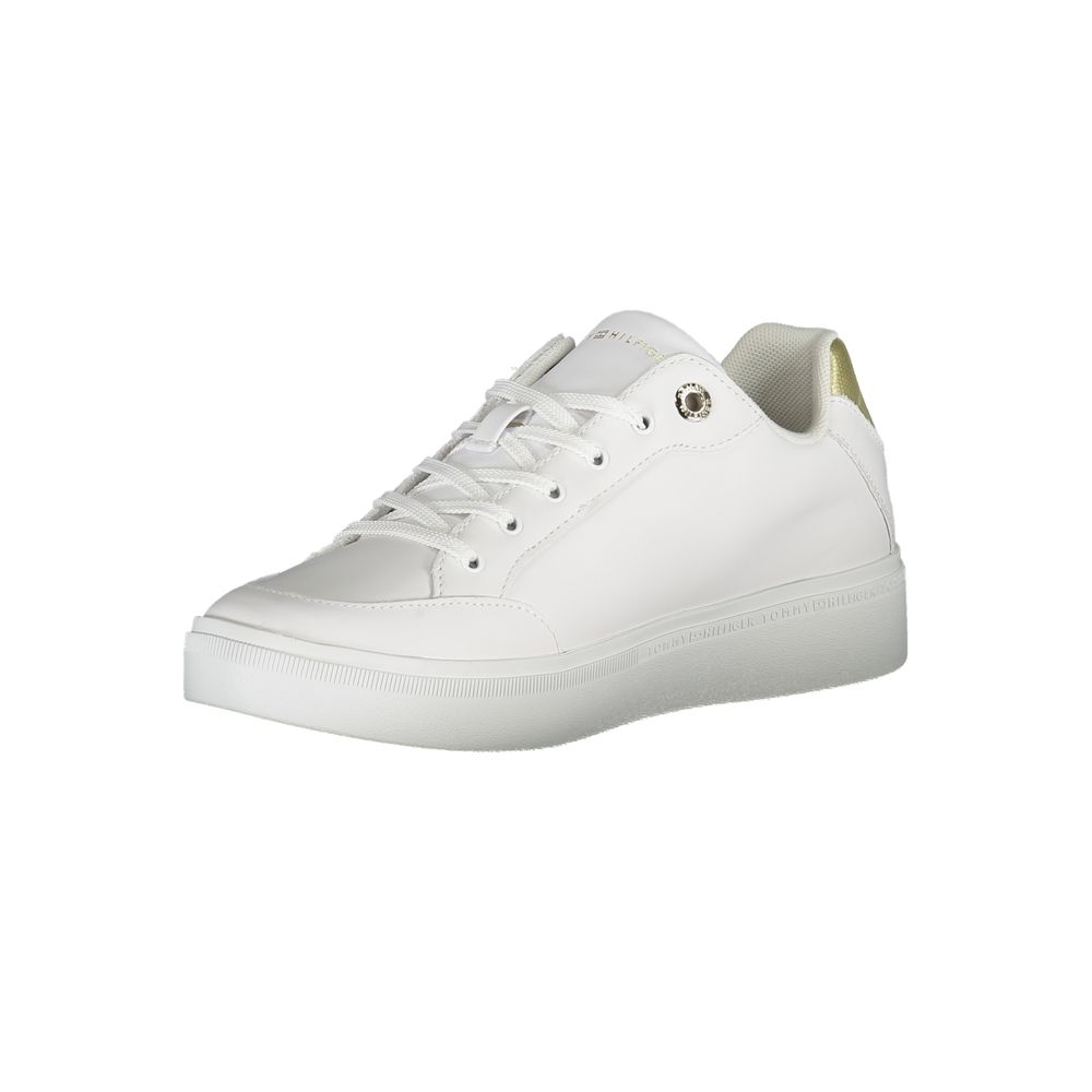 Sneakers by Tommy Hilfiger for women in polyester polyethylene leather white features an opulent silhouette from the Women's Fashion Polyester Polyethylene Leather Sneakers collection, showcasing a signature fashion style with an opulent finish.