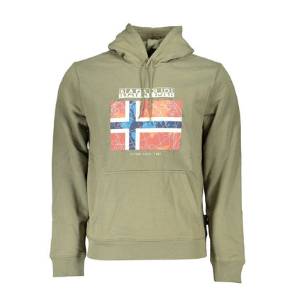 Hooded Sweatshirt Sweater by Napapijri for men in cotton polyester green showcases a downtown chic silhouette, artfully finished with a downtown chic hooded neckline and for a sophisticated, high-end look.