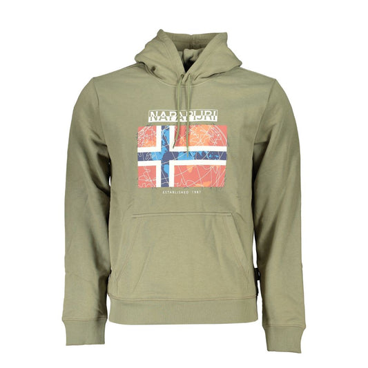 Hooded Sweatshirt Sweater by Napapijri for men in cotton polyester green showcases a downtown chic silhouette, artfully finished with a downtown chic hooded neckline and for a sophisticated, high-end look.