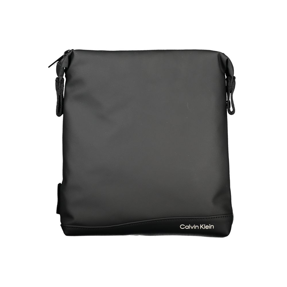 Shoulder Bag by Calvin Klein for men in polyester & polyethylene black showcases a statuesque silhouette, artfully detailed with a secure zipper, organized external-pockets & internal-pockets, and versatile shoulder-strap & adjustable-strap for a statuesque look.