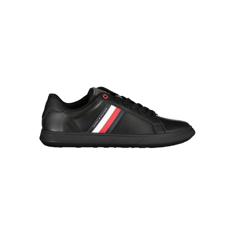 Sneakers by Tommy Hilfiger for men in polyester polyethylene leather black features an opulent silhouette from the Men's Casual Polyester Polyethylene Leather Sneakers collection, showcasing a signature casual style with an opulent finish.