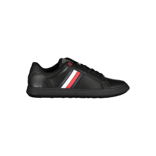 Sneakers by Tommy Hilfiger for men in polyester polyethylene leather black features an opulent silhouette from the Men's Casual Polyester Polyethylene Leather Sneakers collection, showcasing a signature casual style with an opulent finish.