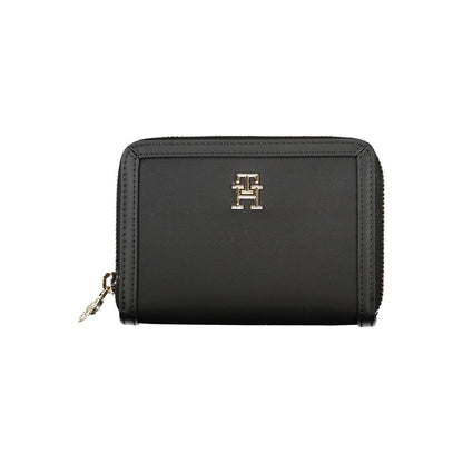 Cardholder Wallet by Tommy Hilfiger for women in polyester & polyethylene black presents a streamlined silhouette, showcasing the sophisticated design of the Polyester & Polyethylene Cardholder Wallet collection with functional card-organization compact-design eco-friendly coin-purse.