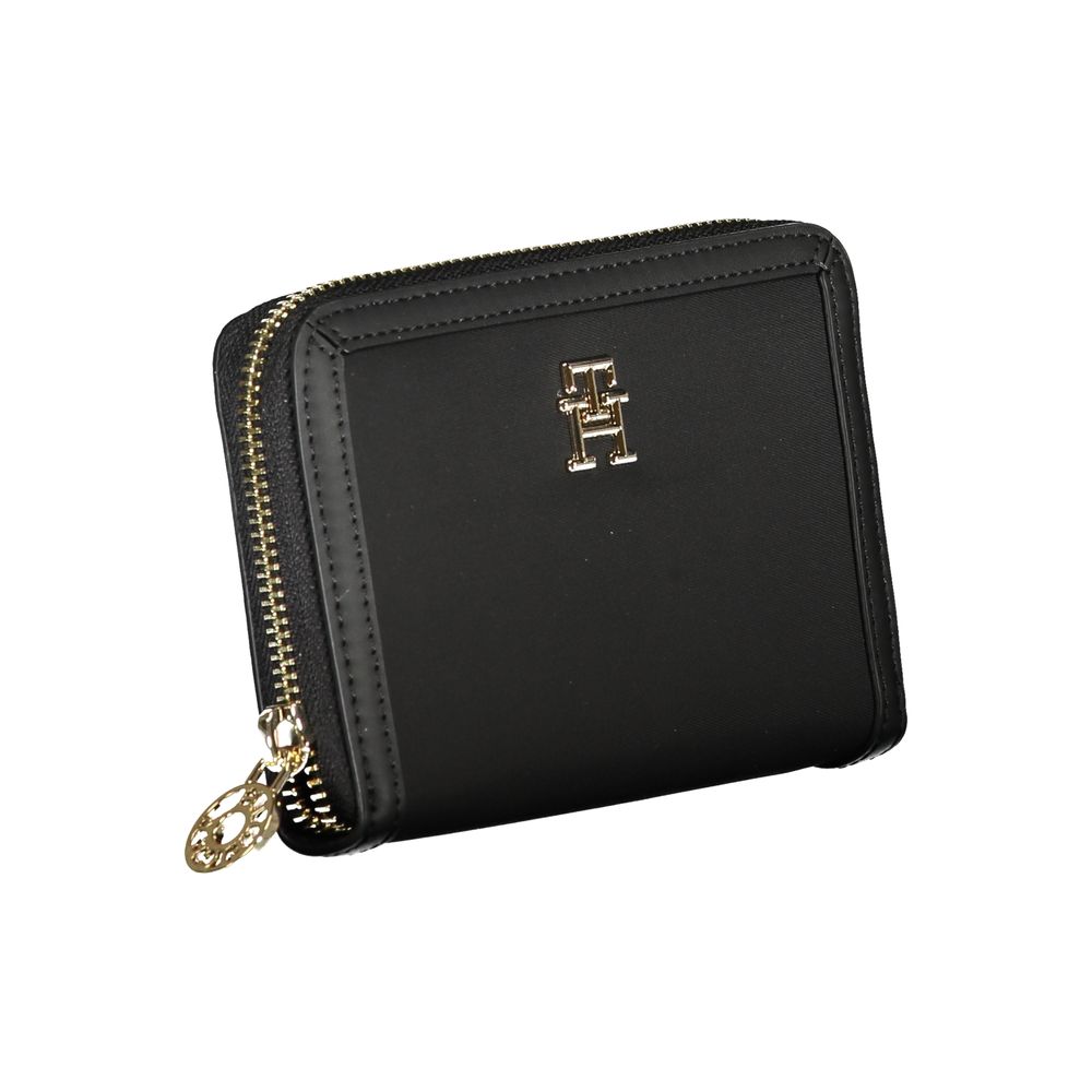Cardholder Wallet by Tommy Hilfiger for women in polyester & polyethylene black features a streamlined silhouette, showcasing the streamlined Polyester & Polyethylene Cardholder Wallet design with sophisticated card-organization compact-design eco-friendly coin-purse for a premium look.
