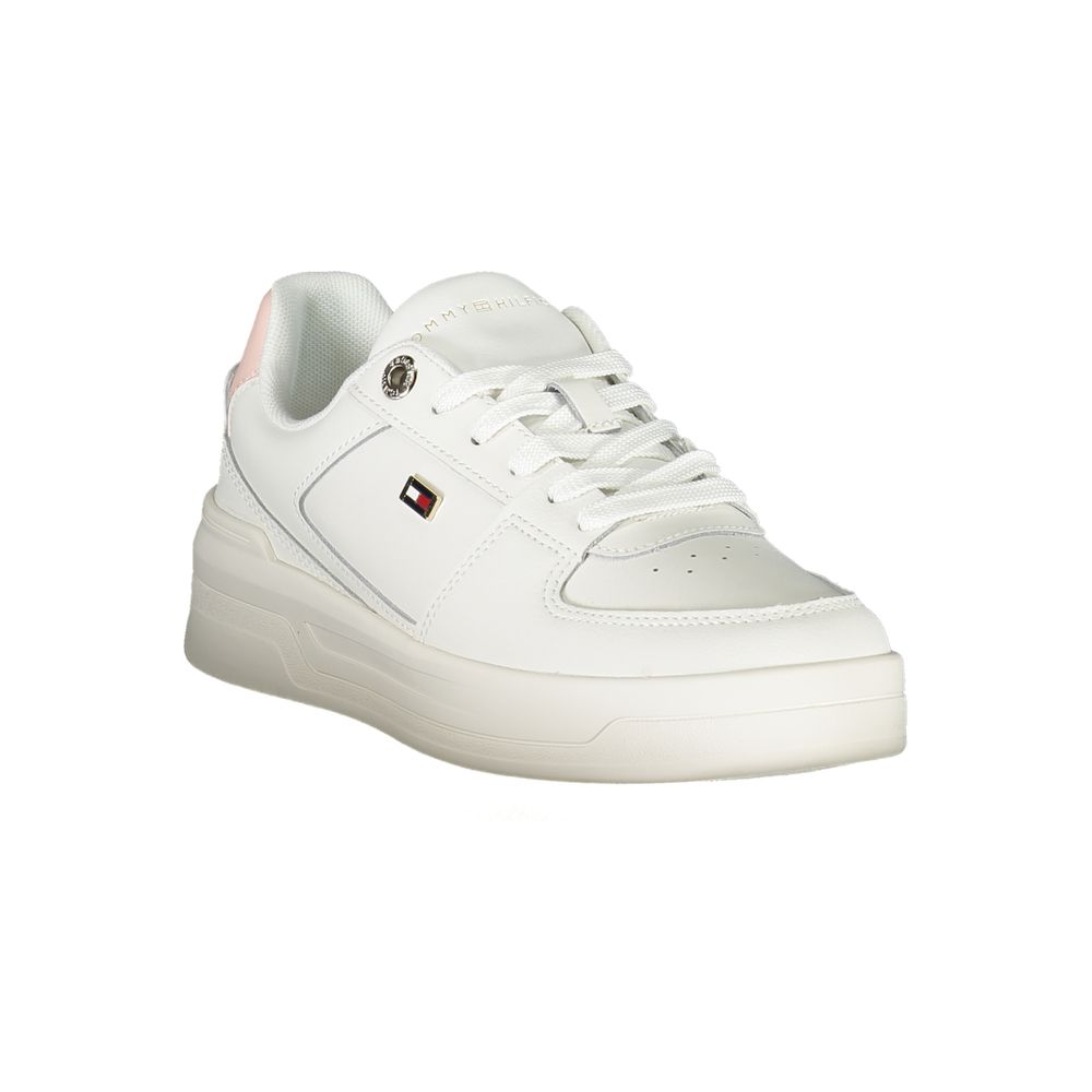 Sneakers by Tommy Hilfiger for women in polyester polyethylene leather white features an opulent silhouette from the Women's Fashion Polyester Polyethylene Leather Sneakers collection, showcasing a signature fashion style with an opulent finish.