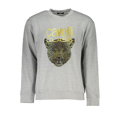 Sweatshirt by Cavalli Class for men in cotton polyester gray, signature-print & print features an exquisite silhouette, showcasing and crew neckline details for a exquisite look.