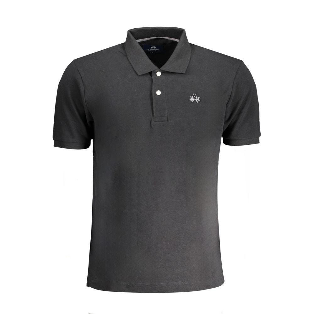 Polo Shirt by La Martina for men in cotton black & signature showcases a sharp silhouette, detailed with a refined and sharp for a sophisticated finish.