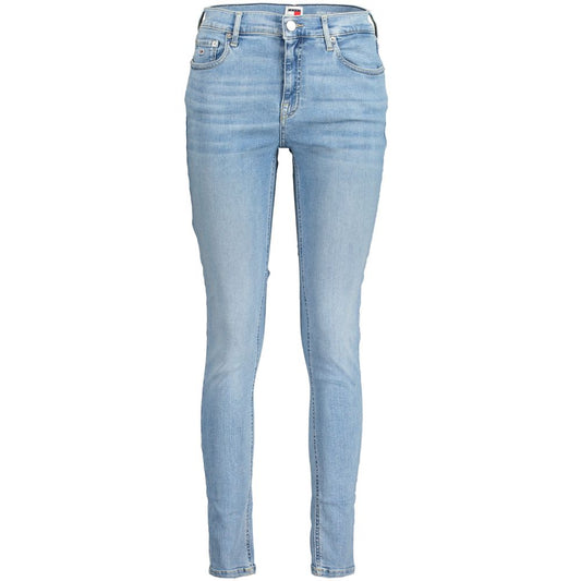 Jeans by Tommy Hilfiger for women in stretch denim cotton light-blue features an sartorial skinny and long with a cut for a sartorial finish.